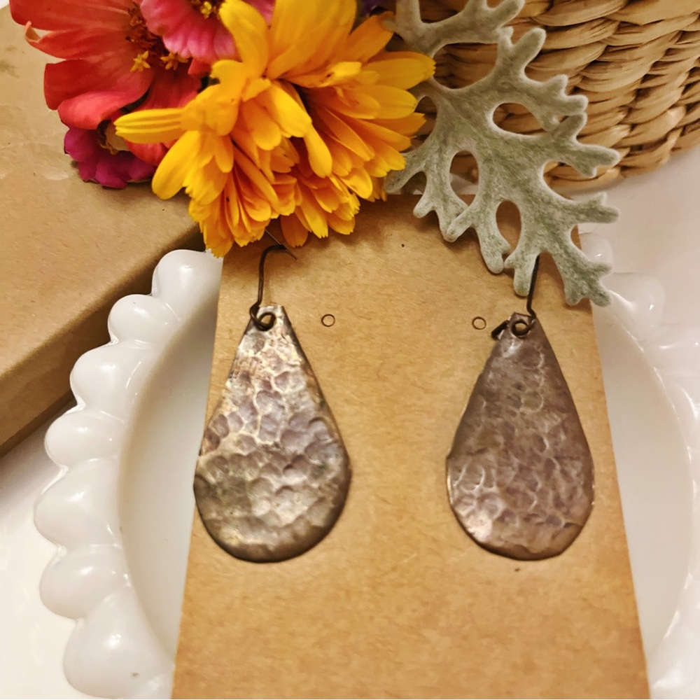 Artisan Hammered Bronze Earrings